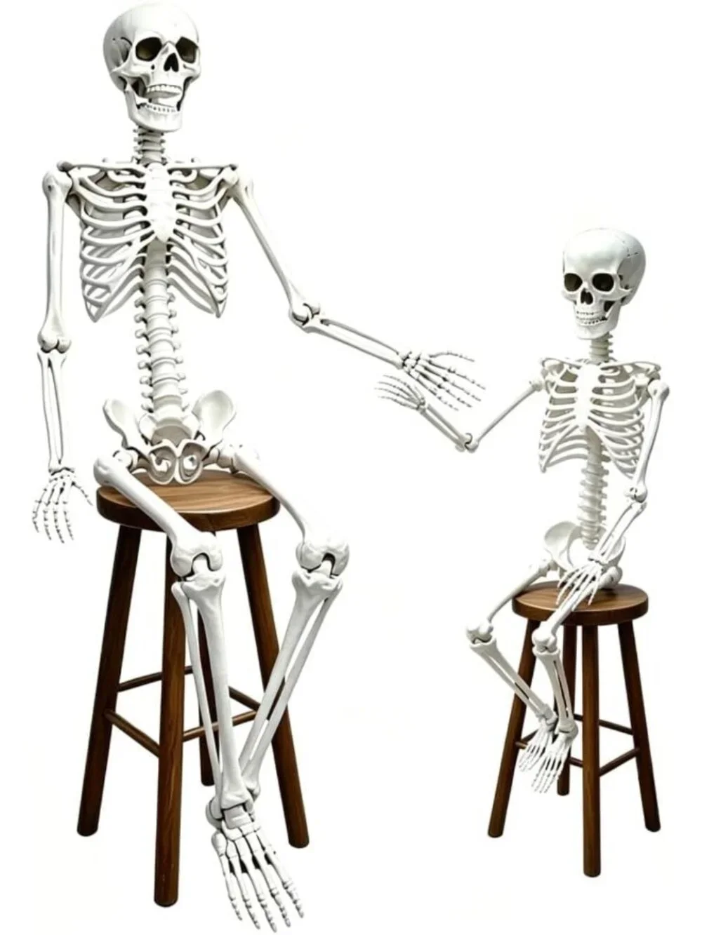 Life-Size Posable Plastic Skeleton Decor - 5.4ft & 3ft Halloween Prop